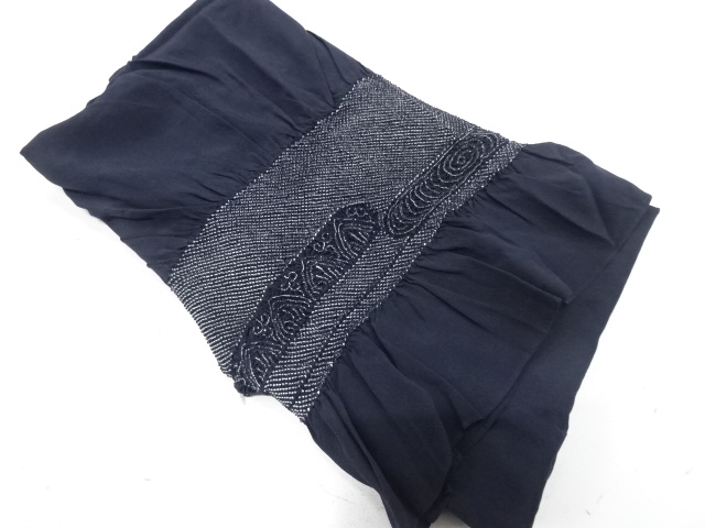 絞り　観世水に花更紗模様　男物兵児帯